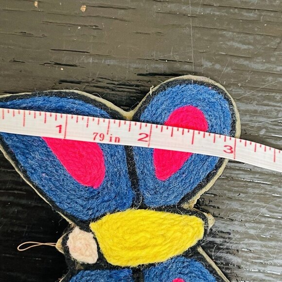 Vintage Handmade Yarn Rainbow Butterfly Multicolor Christmas Tree Ornament - Picture 6 of 7